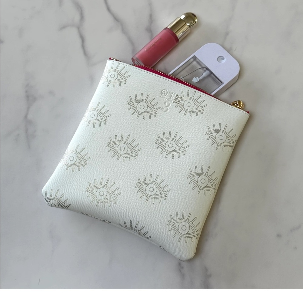 OTG247 #3 Eye Patterned with with gold and pink Pouch